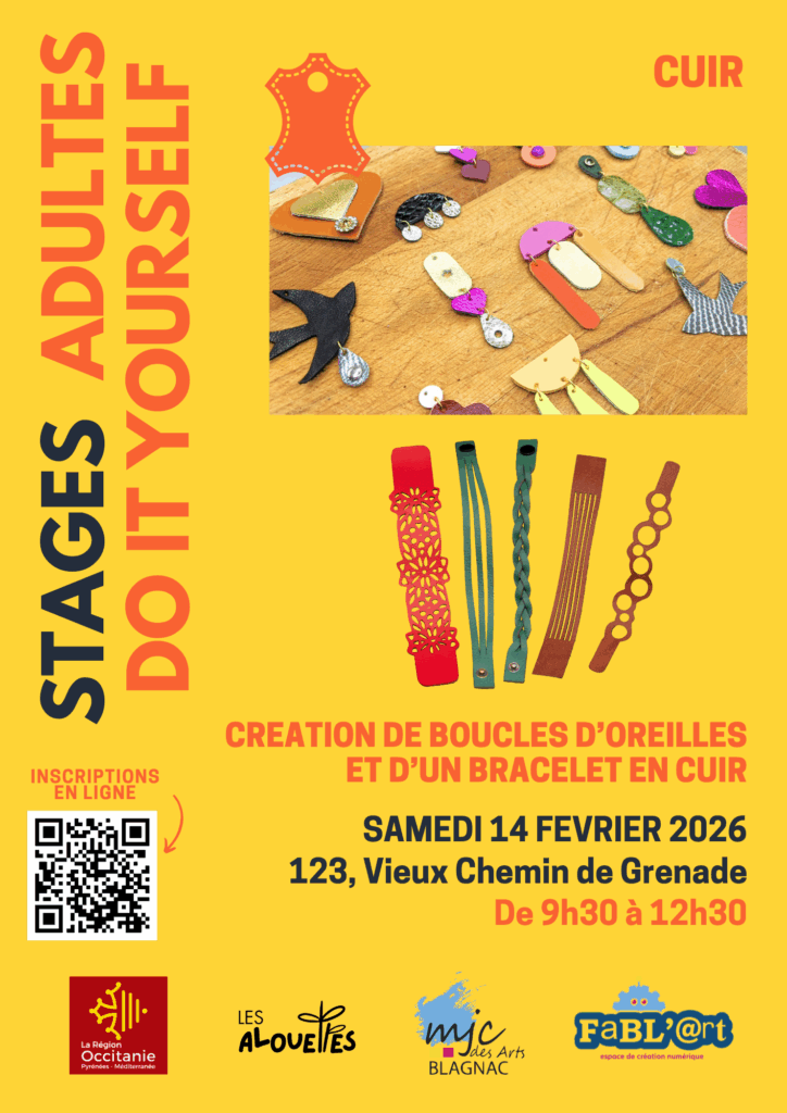 Stage Fablab DIY Création de Boucles d'Oreilles et d'un Bracelet en Cuir