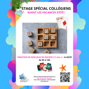 Stage Création de Mini Jeux de Société