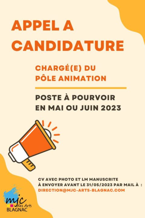 APPEL A CANDIDATURE - Pôle Animation