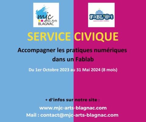 Affiche 2023-24 Offre service civique - MJC des Arts Blagnac