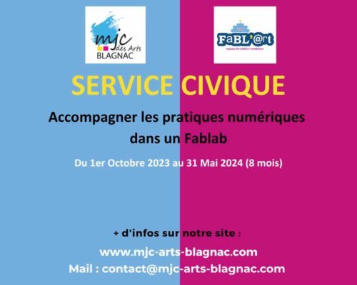 Affiche 2023-24 Offre service civique - MJC des Arts Blagnac