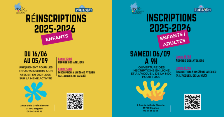 Réinscriptions Enfants et Inscriptions Enfants et Adultes 2025 2026
